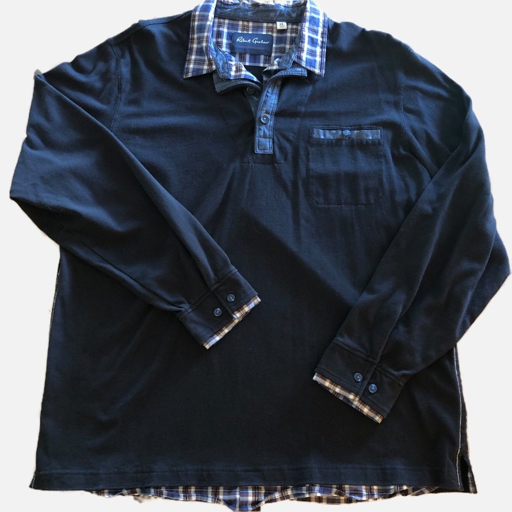 Robert Graham Modern Americana Cotton Shirt w/ Plaid Trim | XL